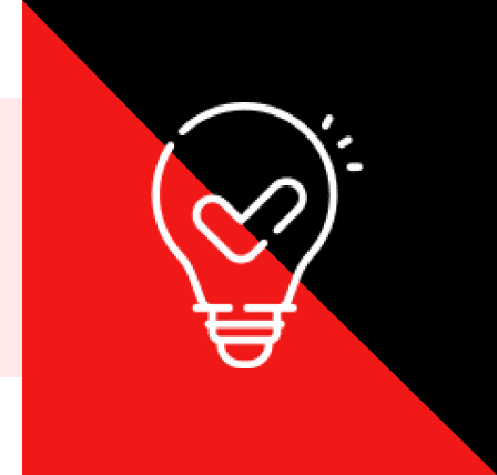 Group 43 A red and black background with an image of a light bulb.