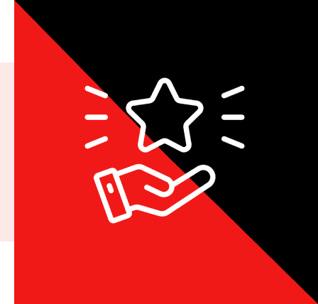 Group 51 A red and black background with a hand holding a star.