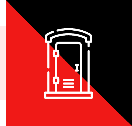 Group 56 A red and black background with an image of a door.